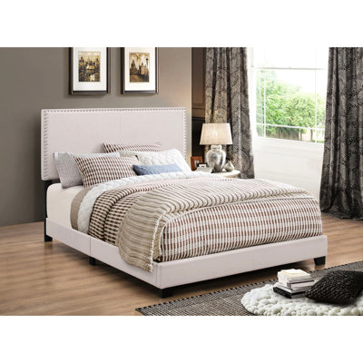 Upholstered King Panel Bed In Finish, Nailhead Trim For A Distinctive Look, Wood Frame, Box Spring Needed, Multiple Color Selections Color, Elegance, Plywood And Required, Variations