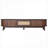 TV Stand, Modern Media Console with Rattan Drawer &amp; Sliding Doors for 75” TVs | Dark Brown | Solid Wood+MDF