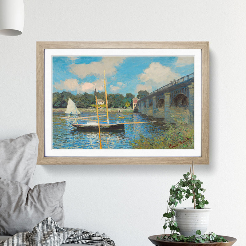 The Bridge at Argenteuil by Claude Monet - Picture Frame Painting, 27cm H x 36cm W x 2cm D, Oak Framed