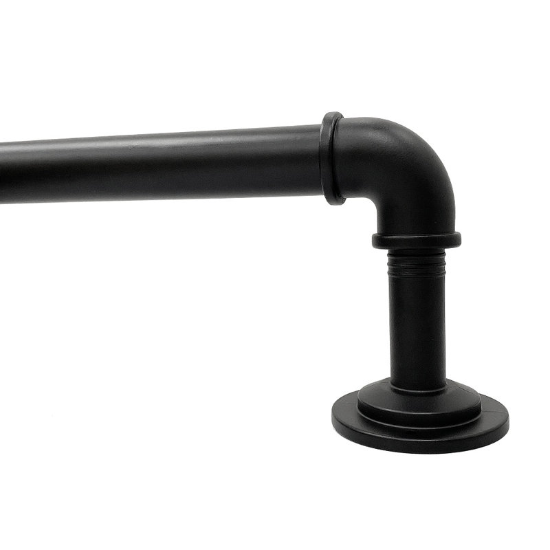 Ensemble de tringle à rideaux simple ajustable 1 "étain, Noir mat, 36" - 72"