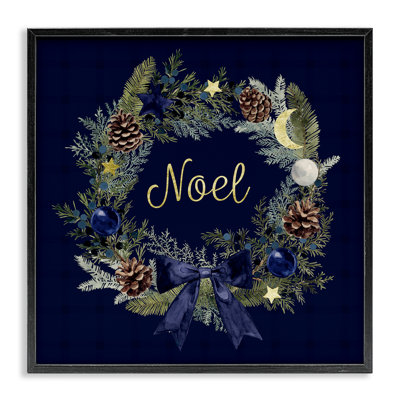 Art mural en toile «Noel Holiday Wreath» par Victoria Barnes