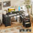 L-shaped Desk With 5-tier Under-desk Drawers,reversible Desk With Large Cabinet, Writing Desk With Power Outlets-1019781249