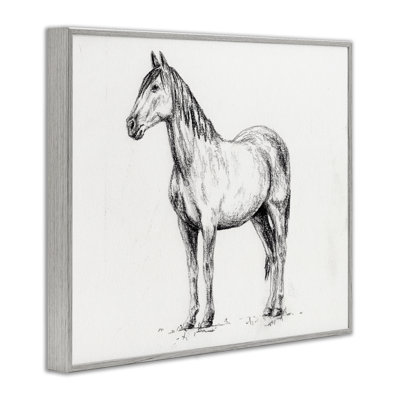 Cheval dans un cadre gris, estampe numérique, design par Leah Noel Art