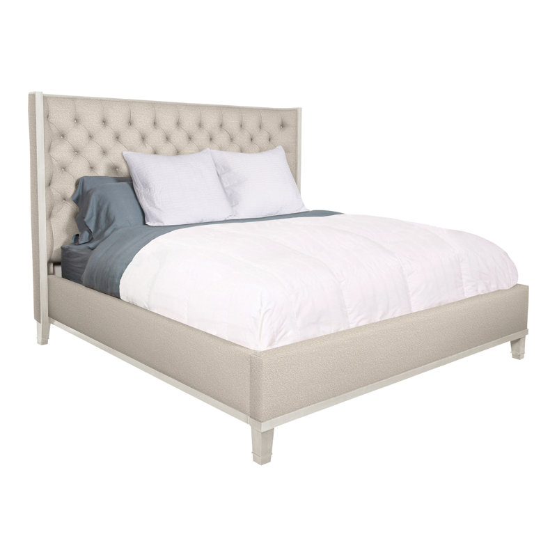 Michael Weiss Solid Wood Wingback Bed, Nadia Steam, Queen, Casa Blanca