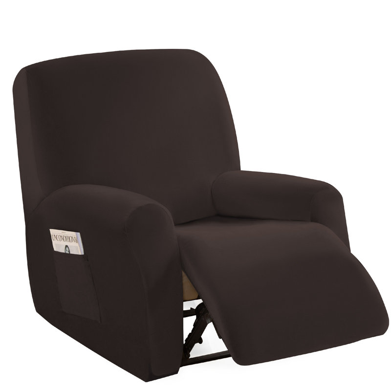 Housse pour fauteuil inclinable à coussins carrés/rectangulaires, Velours café