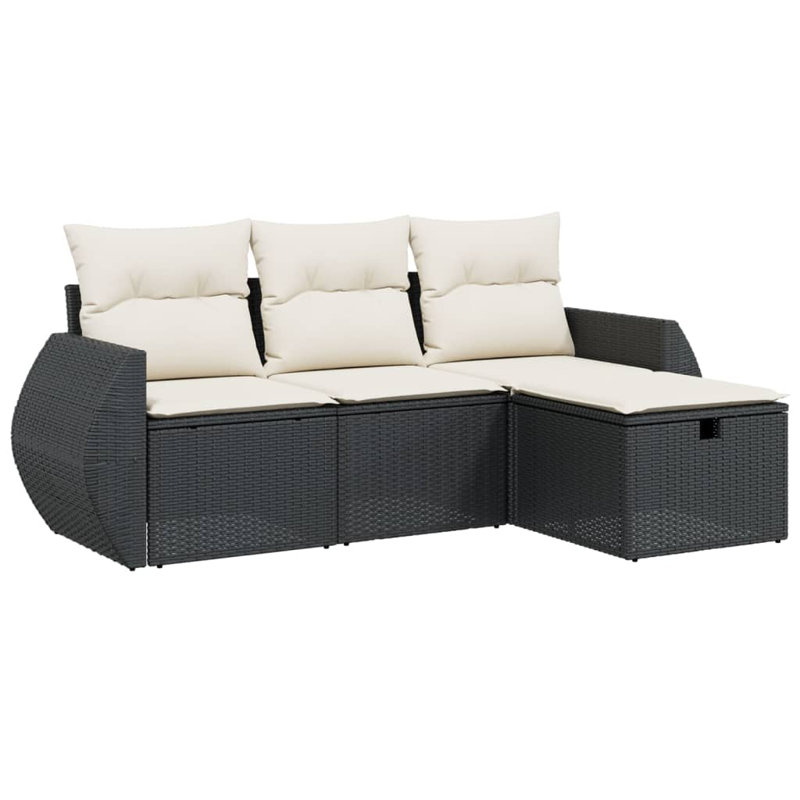 Ensemble de canapé de jardin en rotin de polyester Vidaxl, acier thermolaqué grand