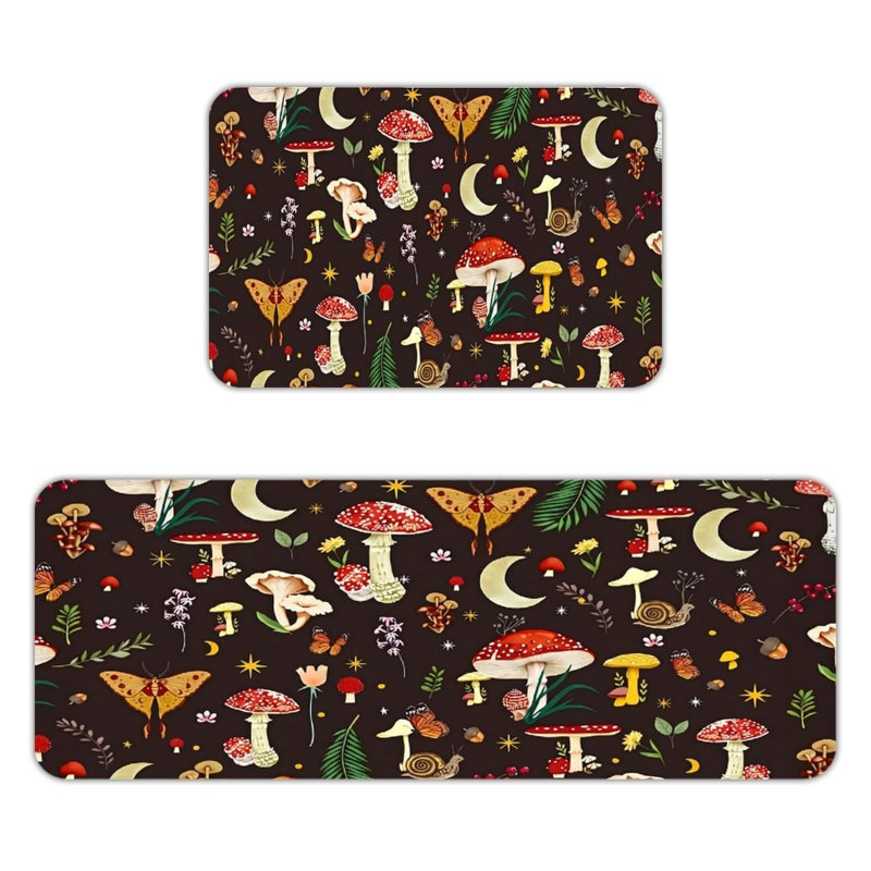 Forest Mushroom Elements, Kitchen Mats Set Of 2