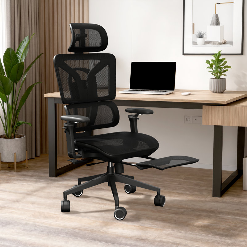 Ergonomic Office Chair with 5d Armrests Adjustable Seat Depth and Adaptive Lumbar Support, Black
