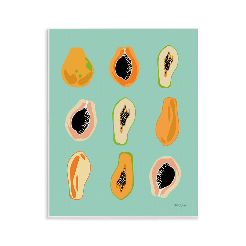  «Papaye fruits on Blue», art mural sur toile par Yvette St. Amant