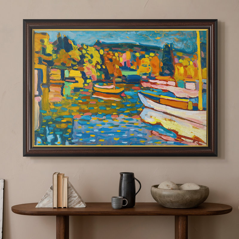 Étude pour un paysage d'automne avec des bateaux, 1908 - Wassily Kandinsky - Toile encadrée sur mesure, 16x22 INNER SIZE