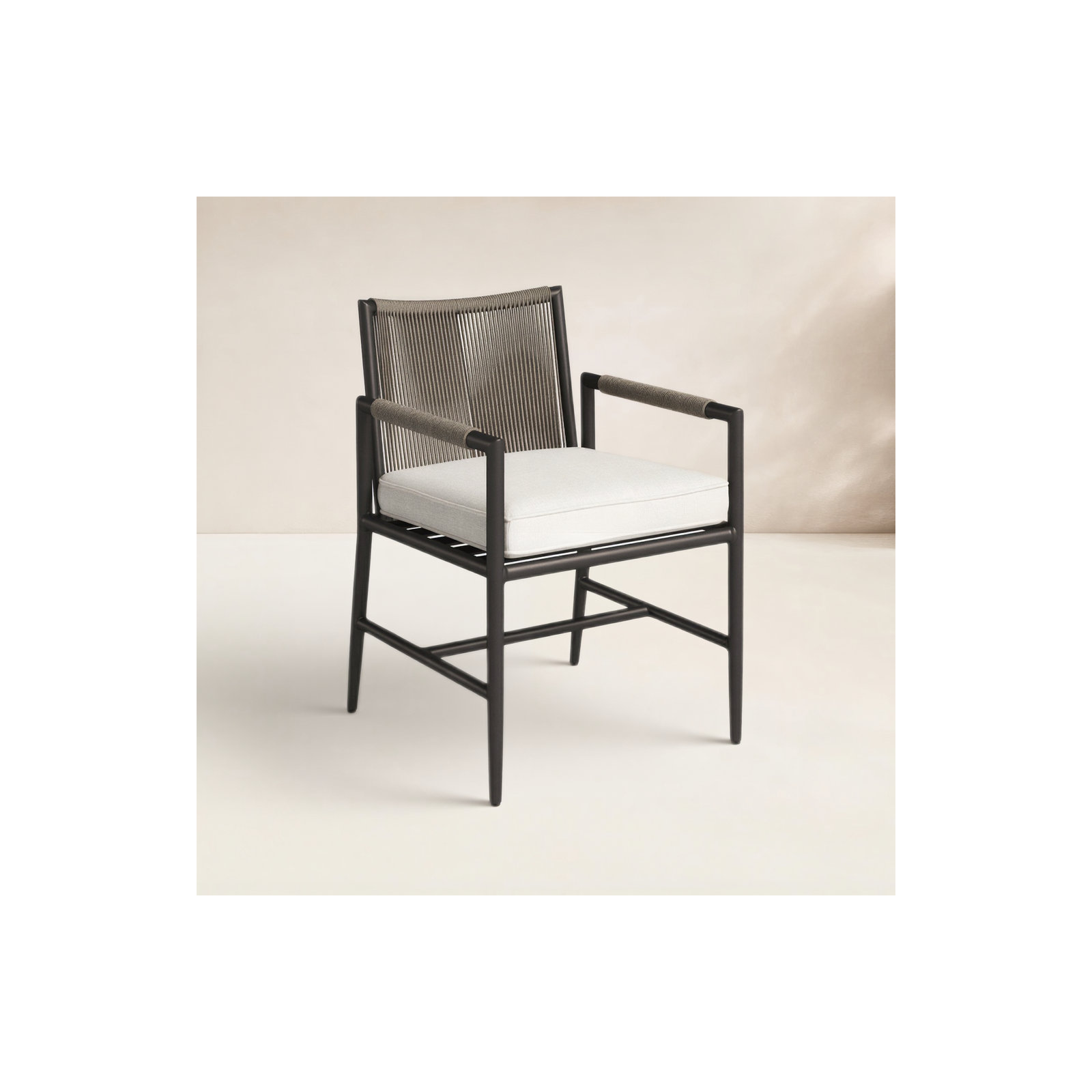 Esme Premium All-Weather Wicker Outdoor Dining Armchair with Sunbrella® Cushion, Echo Ash Sunbrella®