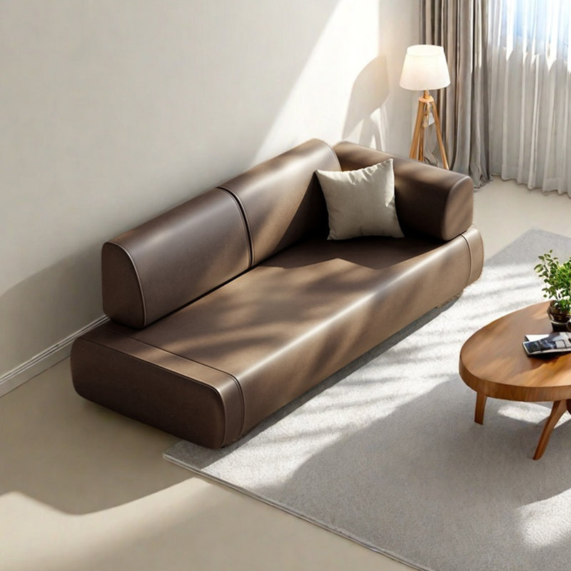 Chaise longue en similicuir de style moderne, Orienté à droite, Brun