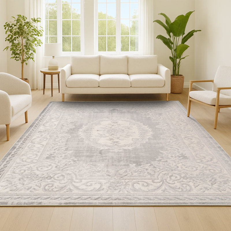Tapis ivoire / gris Isenberg Cottage Medallion, Rectangle 5 pi 3 po x 7 pi 6 po
