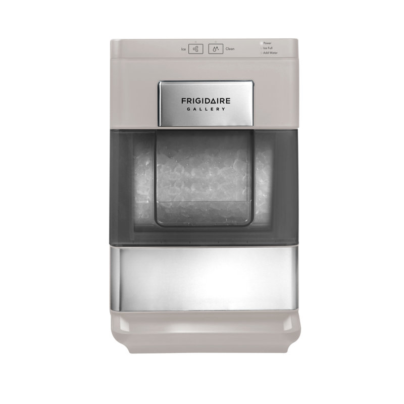 Frigidaire Gallery 33 lb Machine à glaçons de comptoir, accents en acier inoxydable, glace en forme de pépite, Gris