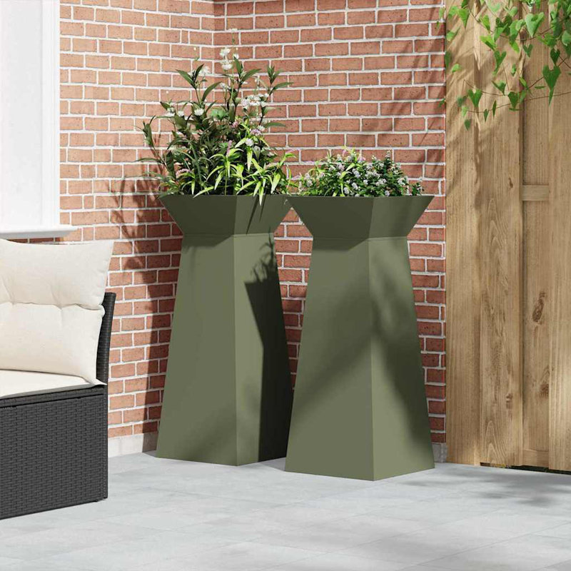 Pillar Planter Garden Outdoor Decor Modern Display Stand Terrace Holder, Olive, 100cmH x 40cmW x 40cmD