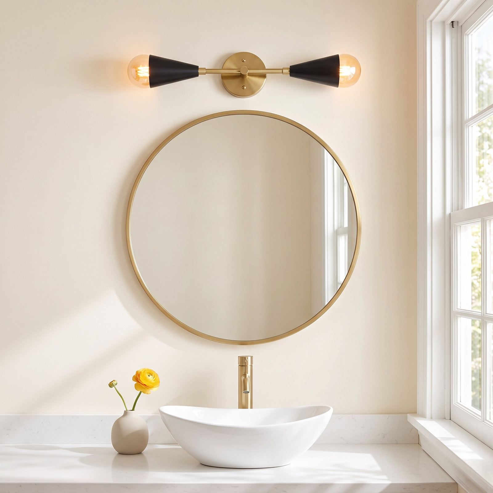 Monroe 2 Light Frosted Dimmable Vanity Light, Black