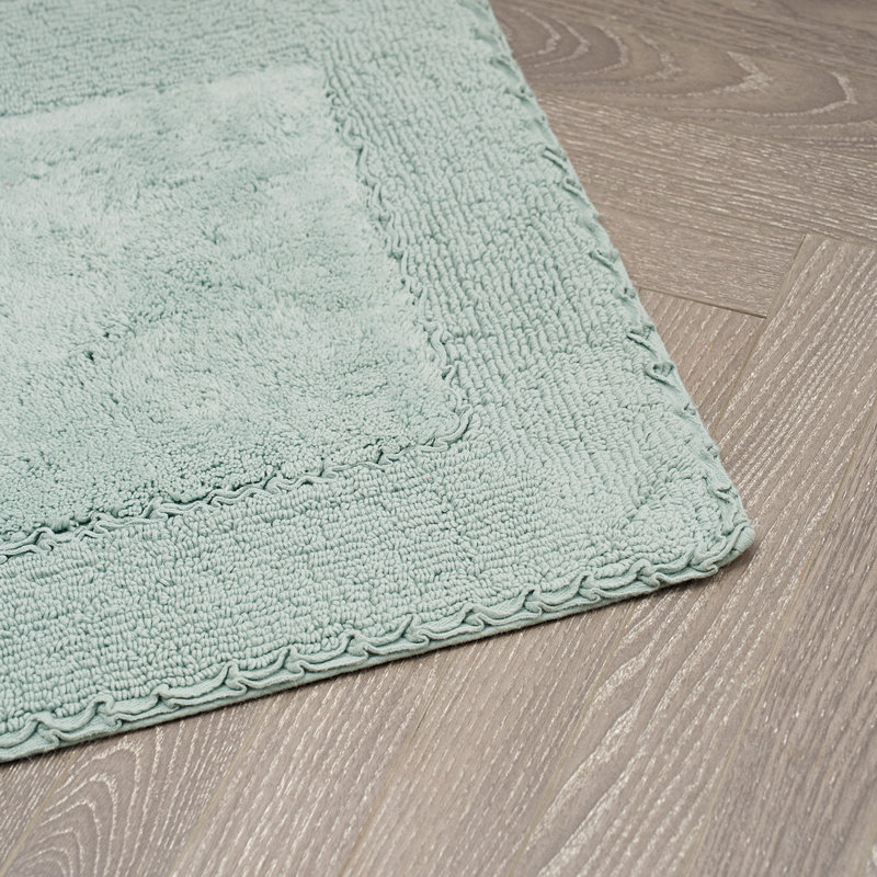 Laura Ashley Ruffle 100% Cotton Bath Rugs, Single - 20"W x 34"L, Aqua