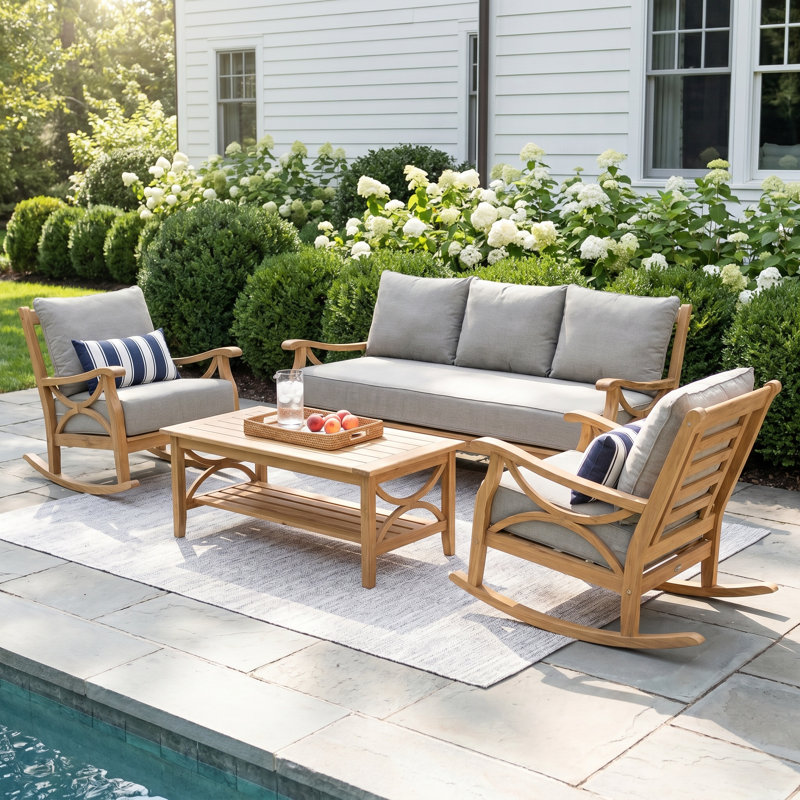Malena 5 - Person Teak Outdoor Conversation Set With Cushions