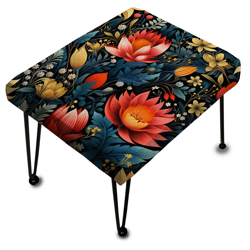 Tropical Jungle Red Floral Retreat - Floral Rectangle Ottoman