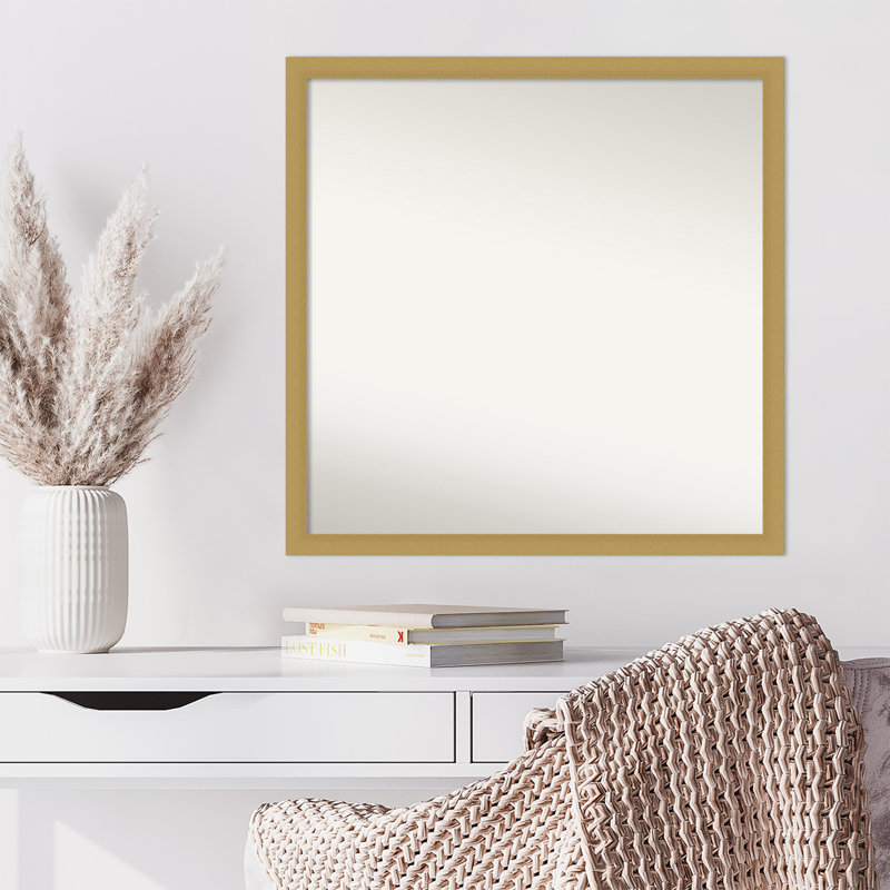 Grace Narrow Non-Beveled Wall Mirror, 28" H x 28" W, Brushed Gold