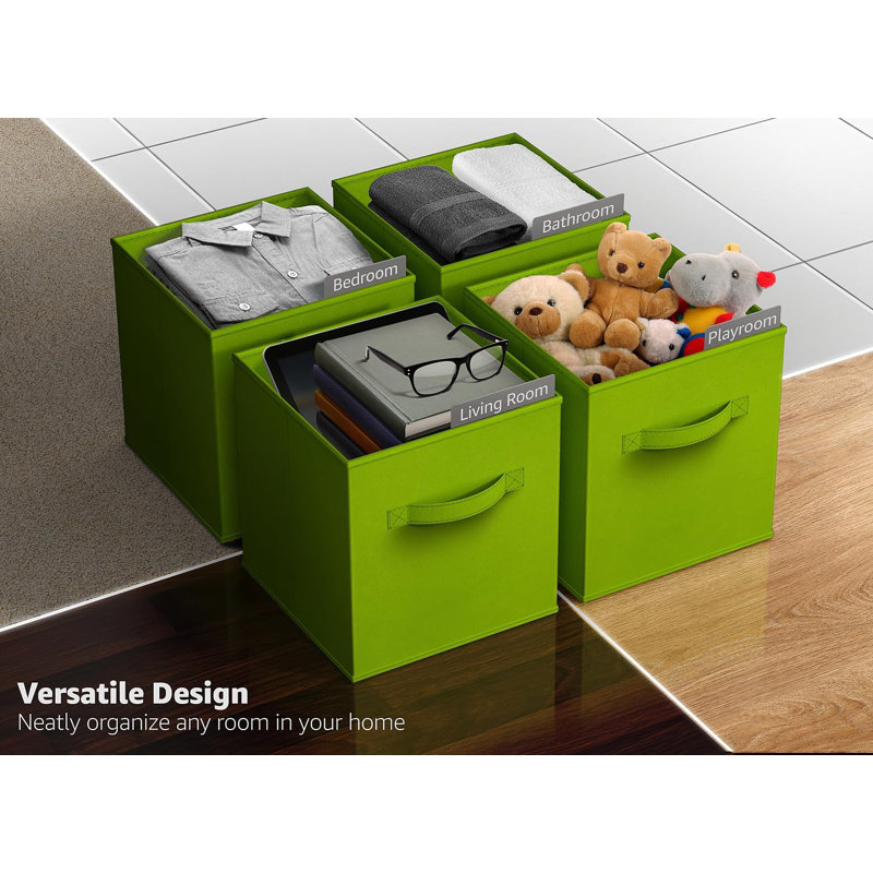 8 Pack 11" Foldable Storage Cubes with Handles, Green