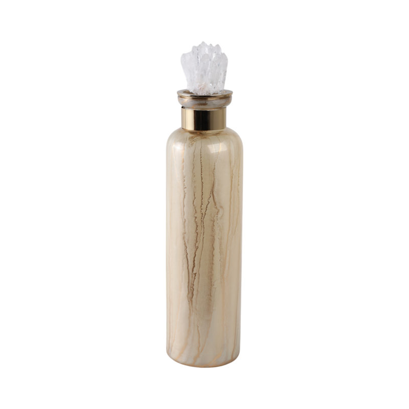 Sagebrook Home 15" Frances Small Quartz Crystal Cluster Glass Bottle, 20" H x 5" W x 5" D