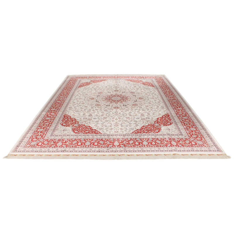 Tapis turc ivoire et rouge 9 x 12