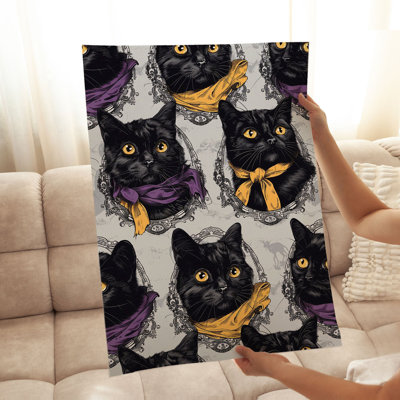 Animaux, chat noir, Halloween, motif III, reproduction d'art moderne sans cadre