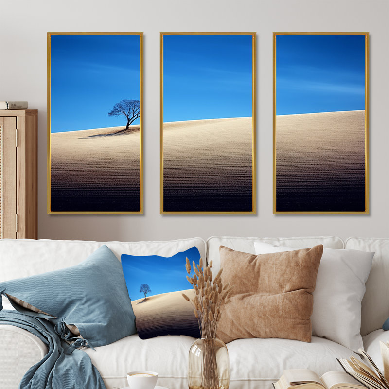 «Desert Tree Resistance Secret», ensemble d'art sur toile, Cadre flottant doré, H 40 po x l 60 po x P 1 po