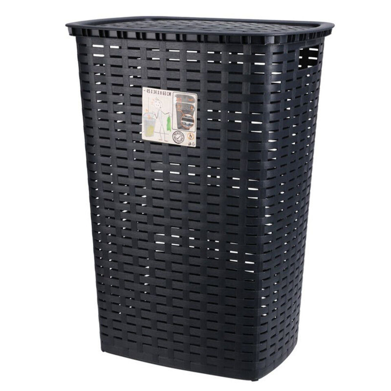 Plastic Laundry Hamper, Black