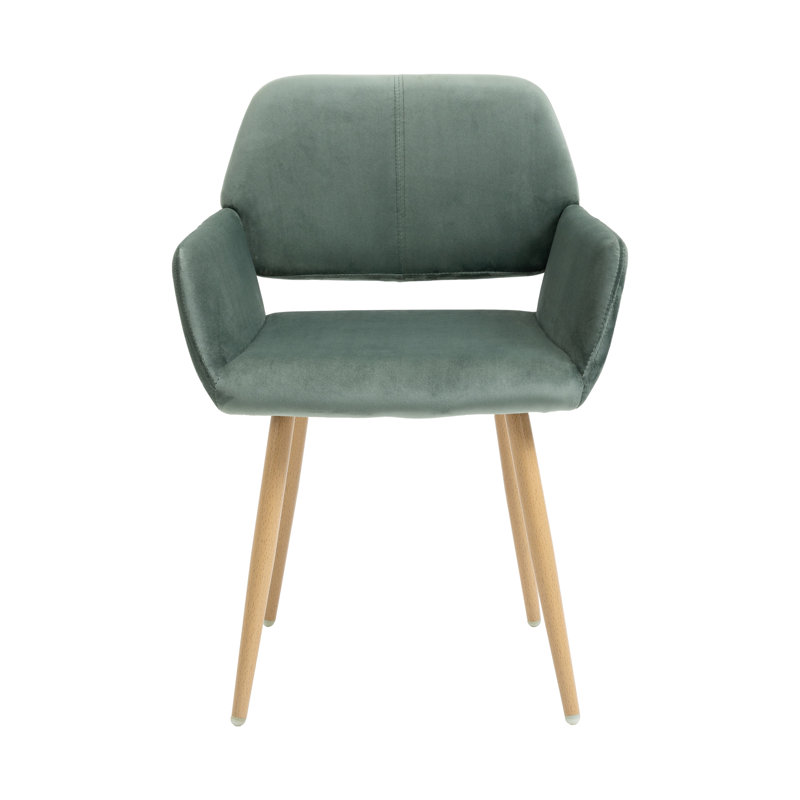 Chaise rembourrée en velours à dossier ouvert, Vert