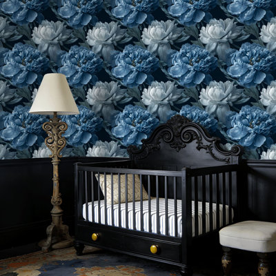 Papier peint adhésif floral luxueux à motif floral lustré botanique l 23,6 "x H 118" Papier peint auto-adhésif amovible pour les chambres de bébé