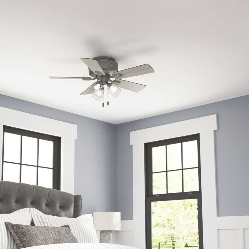 Matte Silver 42" Low Profile LED Ceiling Fan with Reversible Blades