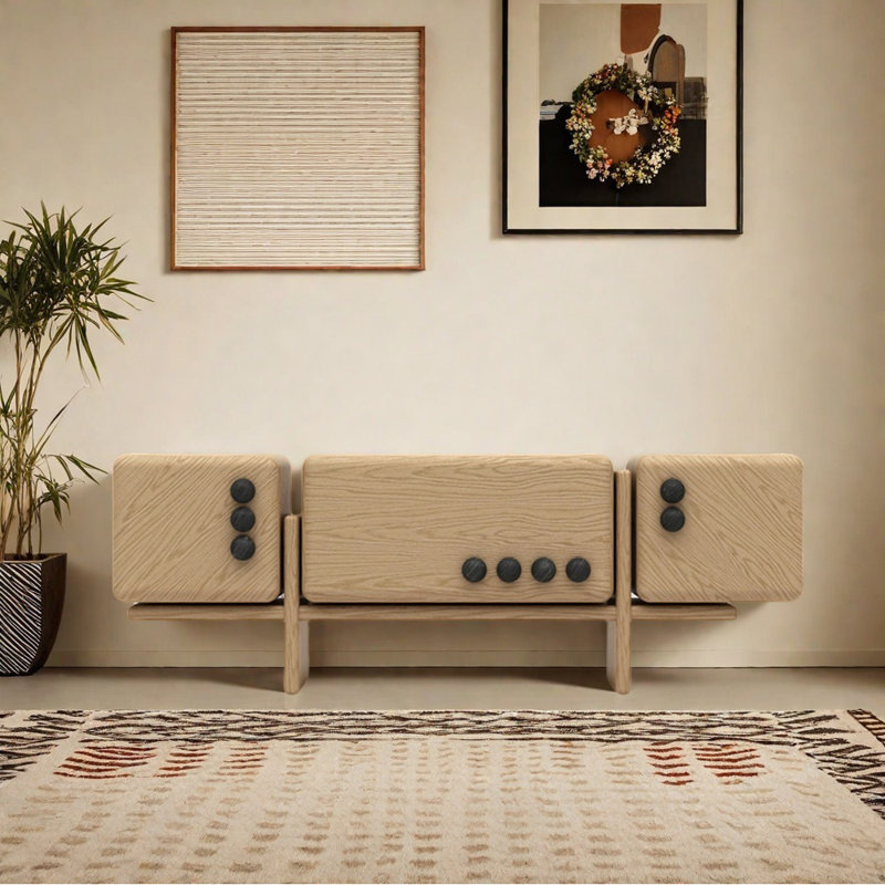 Meuble télé à pieds hauts de style italien, 78.74"