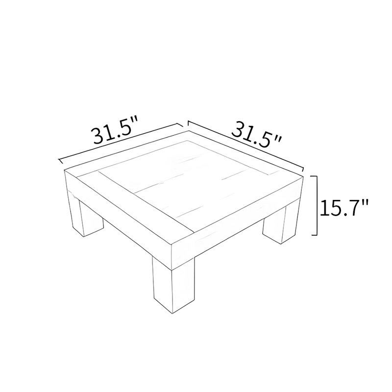 Modern wooden square console table, 15.7" H x 31.5" L x 31.5" W
