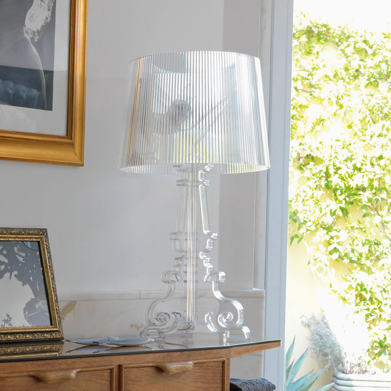 Lampe de table Bathilda, H 20 po x l 10 po x p 10 po, Transparent