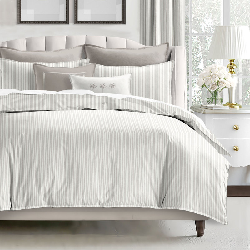 Ensemble d'édredon réversible en coton Pacific, Édredon pour grand lit + 2 taies décoratives pou, Champignon