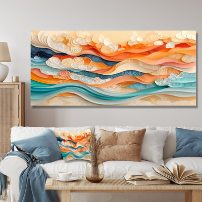 Abstrait corail vagues océaniques de l'éternité IV - art mural toile corail