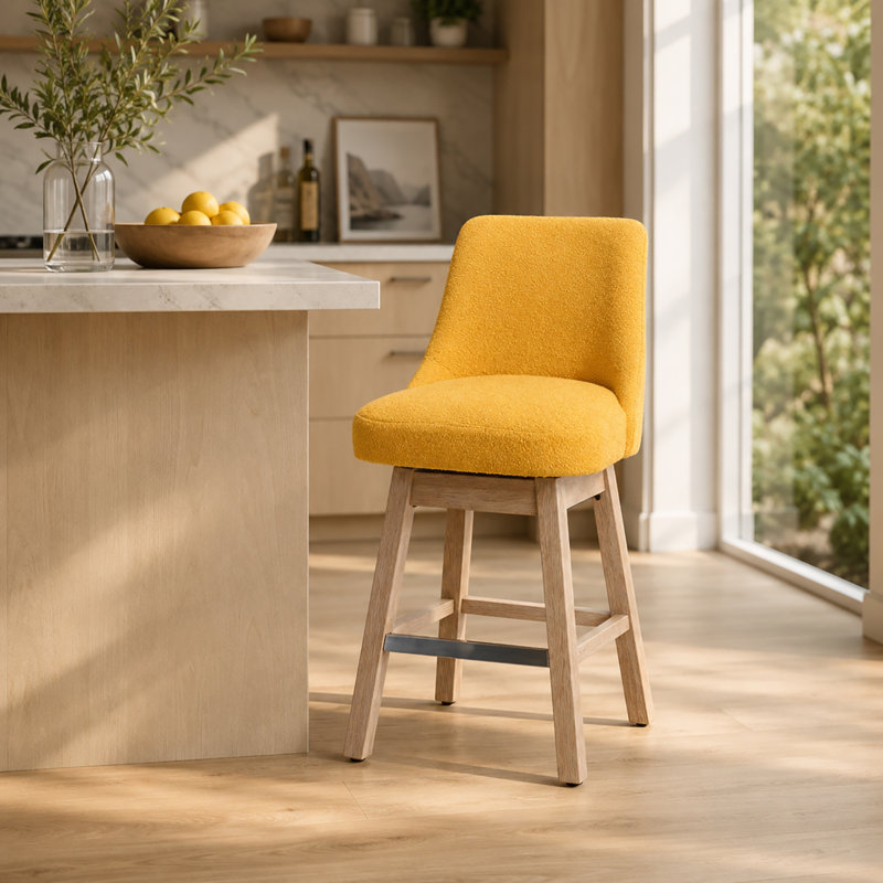 Ensemble de 2 tabourets pivotants 360 °, Yellow, Yellow