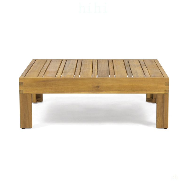 Ensemble de banc d'angle droit et table basse Oana, mobilier d'extérieur moderne en bois d'acacia avec coussins résistants à l'eau