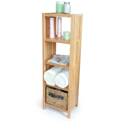 Tablettes de salle de bain en bois massif l 14 po x H 45 po x P 10 po Jenelle