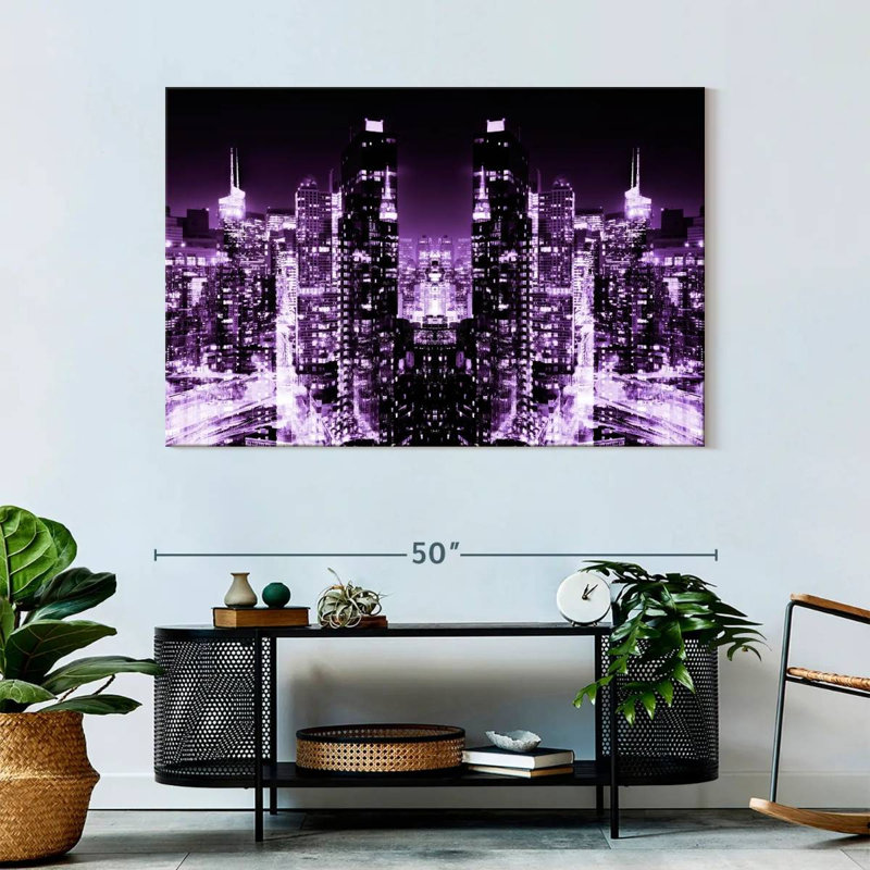 Ravi NYC Reflection - Night Skyline III, H 32 po x l 48 po