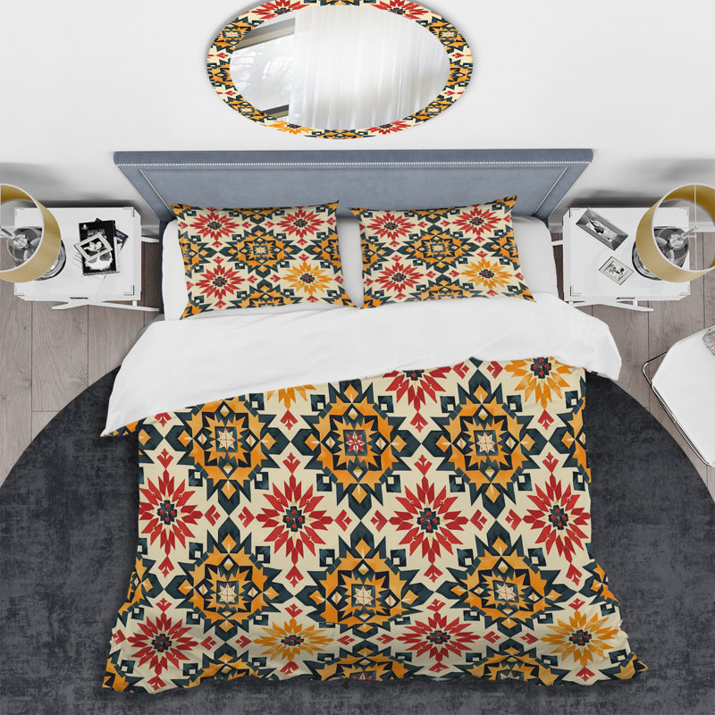 Ensemble de housse de couette Red Aztec Tiles I - Tiles, Housse de couette très grand + 2 très grandes ta