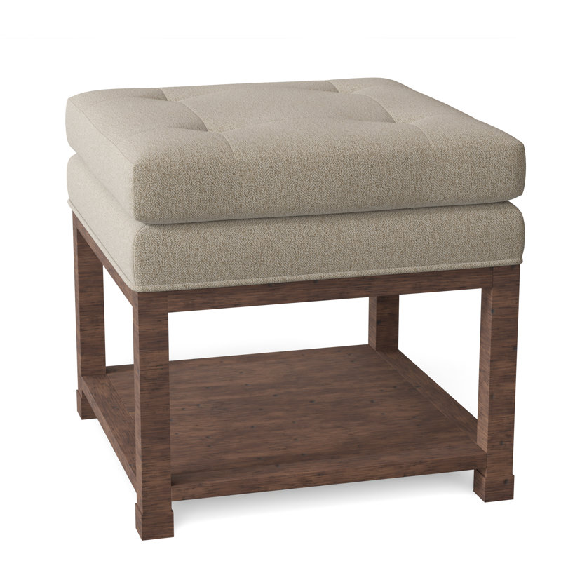 Libby Langdon 20.5" Wide Tufted Square Standard Ottoman with Storage, Tobacco, 8794 Parchment Polypropylene/Olefin