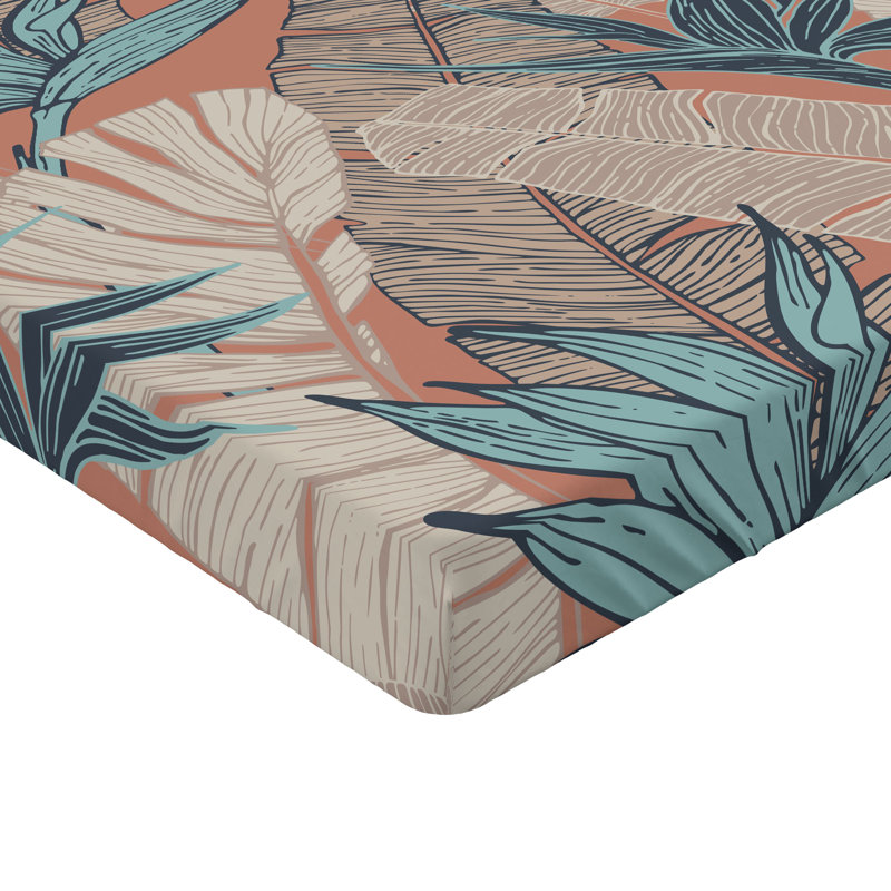 Drap-housse rustique Ambesonne, Rouille pâle, bleu , gris / floral, Full Fitted Sheet