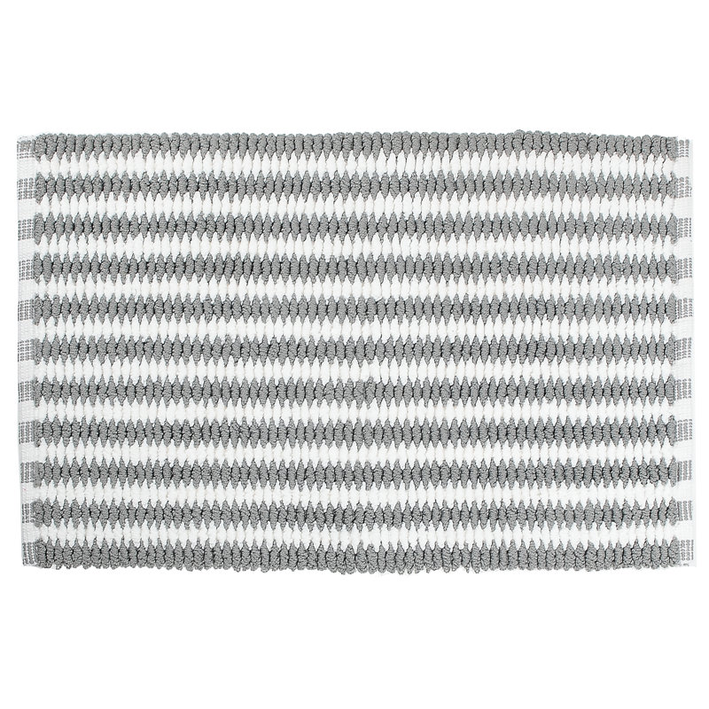 Macdougall Non-Slip Bath Mat, Gray/White