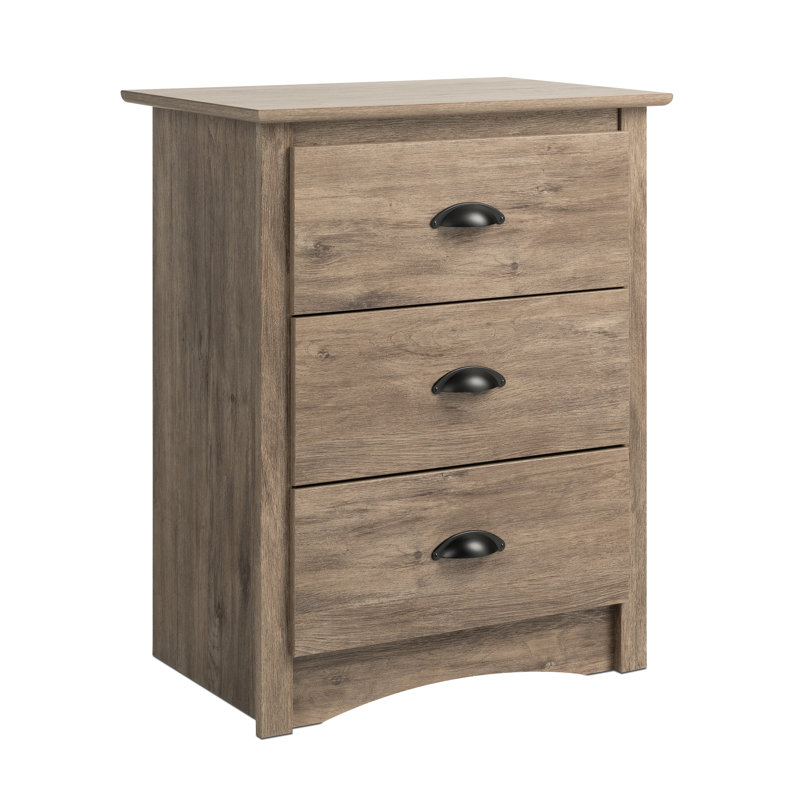 Cansel 23'' W  3-Drawer Nightstand, Tall Farmhouse Bedside Table with 3 Drawers, Traditional Storage for Bedroom, Living Room, Office, 16" D x 23" W x 29" H, Drifted Gray