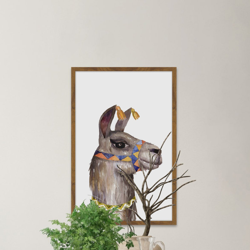 Llama Party - Single Picture Frame Print, 46cm H x 30cm W