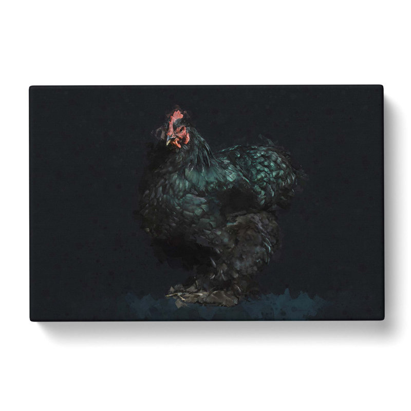 Black Rooster in Abstract - Wrapped Canvas, 60cm H x 91cm W x 3cm D