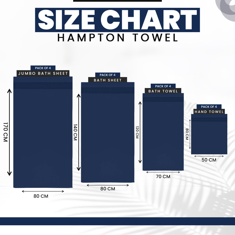 Midweight Bath Towel, Navy, Bath Sheet - 4 Pack